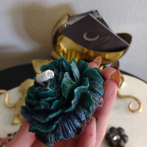 Peony Flower Beeswax Aromatherapy Candle Set w/ Diffuser, Crystals & Potpourri - Picture 4 of 15